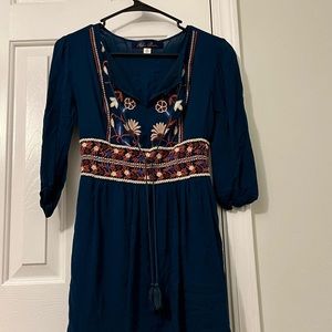 Embroidered Blue Dress